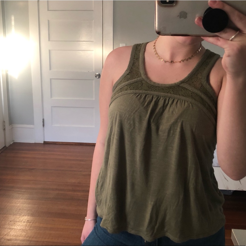 OLIVE GREEN FLOWY TANK